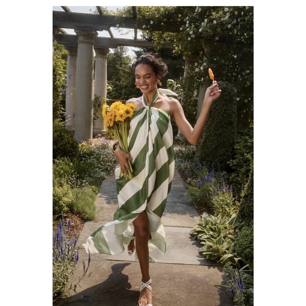 Ronny Kobo Green Chantell Dress Size L with Fabric Pull